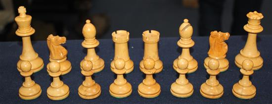 A Staunton pattern boxwood and ebony chess set,